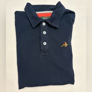 Men’s Orvis Cotton & Spandex Navy Blue Polo Shirt Size Medium
